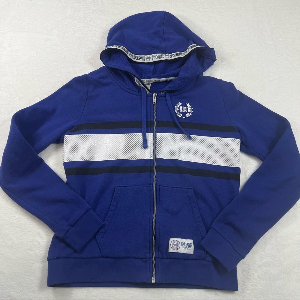Women’s Victoria Secret Pink blue zip up jacket size Large